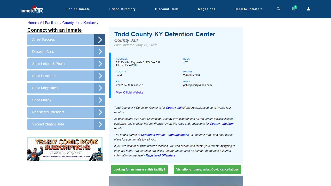 Todd County KY Detention Center - Inmate Locator - Elkton, KY