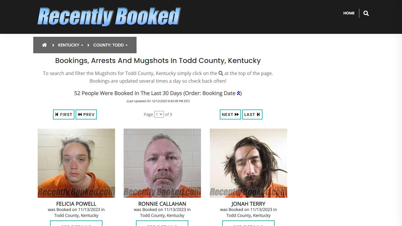 Recent bookings, Arrests, Mugshots in Todd County, Kentucky